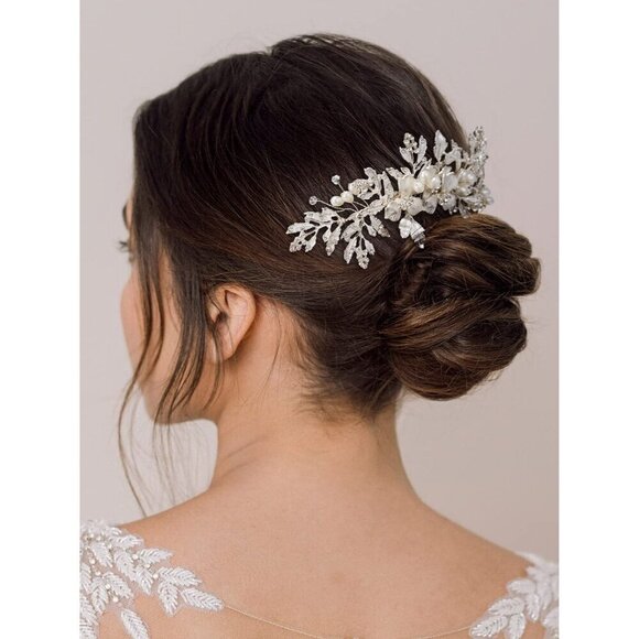 ?Women Silver Handmade Hair Comb Clip Bridal Comb Piece Hair Accessories main image 5